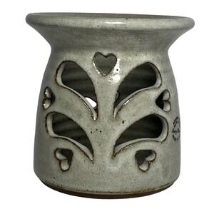 Out Of Hand‎ Glazed Cut Out Stoneware Art Pottery Candle Holder USA 4"